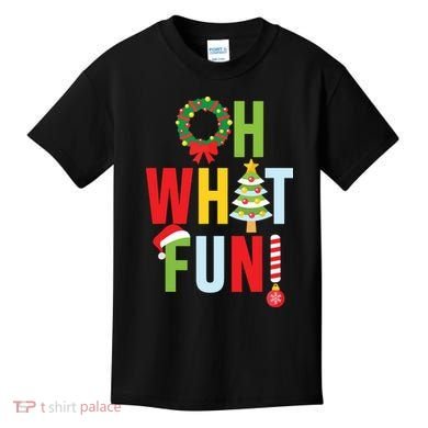 Oh What Fun Christmas With Wreath And Tree Kids T-Shirt