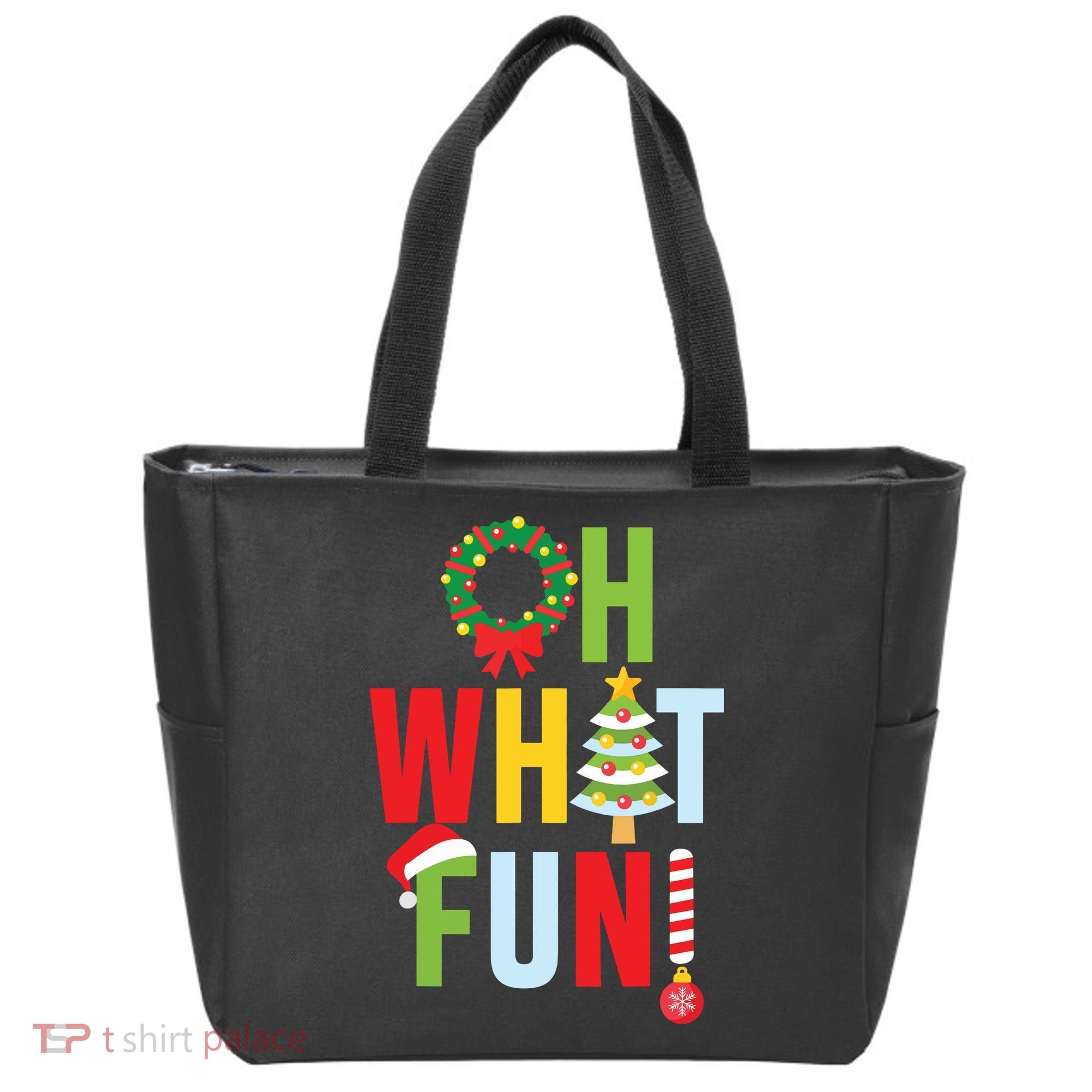 Oh What Fun Christmas With Wreath And Tree Tote Bag