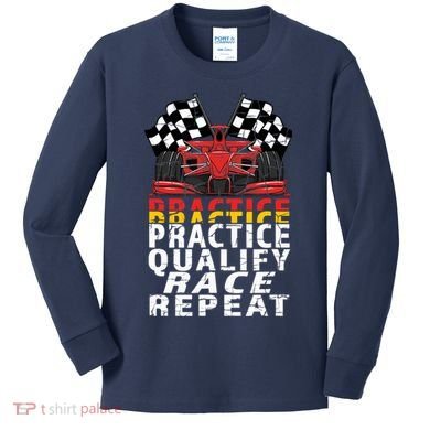 Open Wheel Formula Racing Car Practice Qualify Race Vintage Kids Long Sleeve Shirt