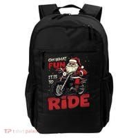 Oh What Fun It Is To Ride Funny Biker Santa On A Motorcycle Backpack thumb 0