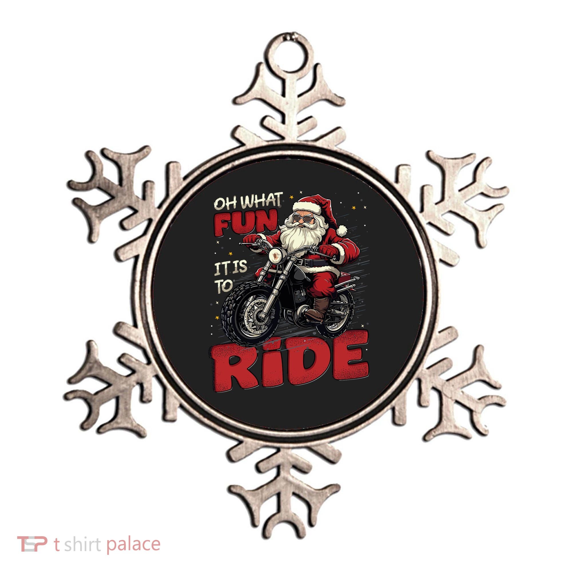 Oh What Fun It Is To Ride Funny Biker Santa On A Motorcycle Ornament