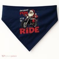 Oh What Fun It Is To Ride Funny Biker Santa On A Motorcycle USA-Made Doggie Bandana thumb 0