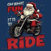 Oh What Fun It Is To Ride Funny Biker Santa On A Motorcycle USA-Made Doggie Bandana thumb 2