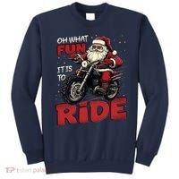 Oh What Fun It Is To Ride Funny Biker Santa On A Motorcycle Sweatshirt thumb 0