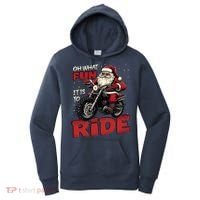 Oh What Fun It Is To Ride Funny Biker Santa On A Motorcycle Women's Hoodie thumb 0