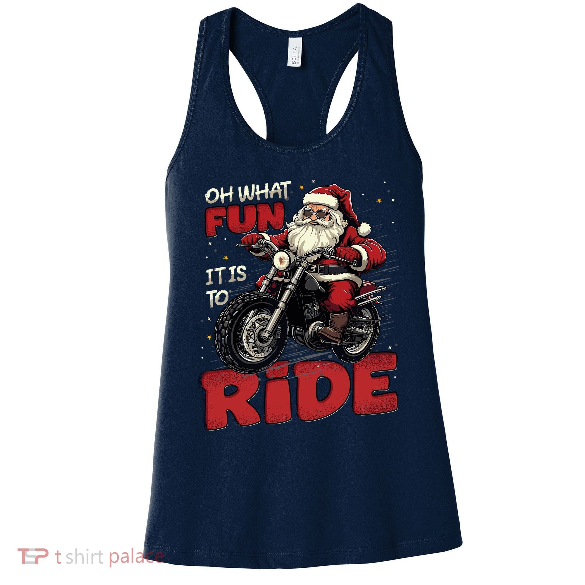 Oh What Fun It Is To Ride Funny Biker Santa On A Motorcycle Women's Tank Top
