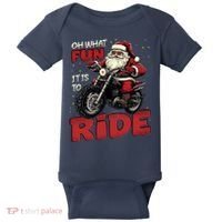 Oh What Fun It Is To Ride Funny Biker Santa On A Motorcycle Baby Bodysuit thumb 0