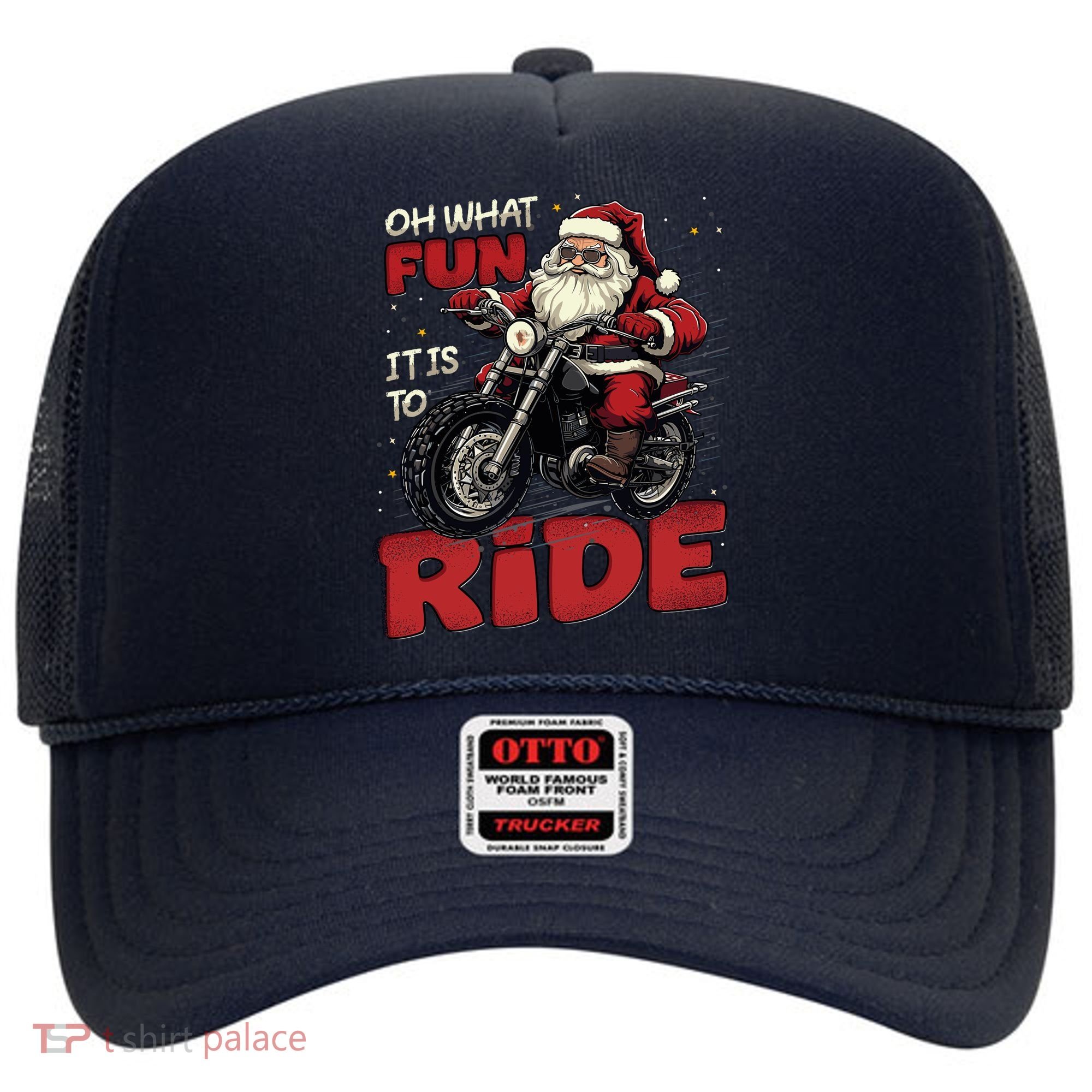 Oh What Fun It Is To Ride Funny Biker Santa On A Motorcycle Hat
