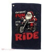 Oh What Fun It Is To Ride Funny Biker Santa On A Motorcycle Golf Towel thumb 0
