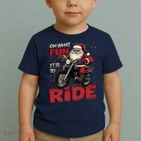 Oh What Fun It Is To Ride Funny Biker Santa On A Motorcycle Toddler T-Shirt thumb 2