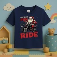 Oh What Fun It Is To Ride Funny Biker Santa On A Motorcycle Toddler T-Shirt thumb 3