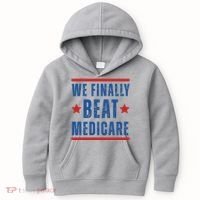 Official We Finally Beat Medicare Poltical Kids Hoodie thumb 0
