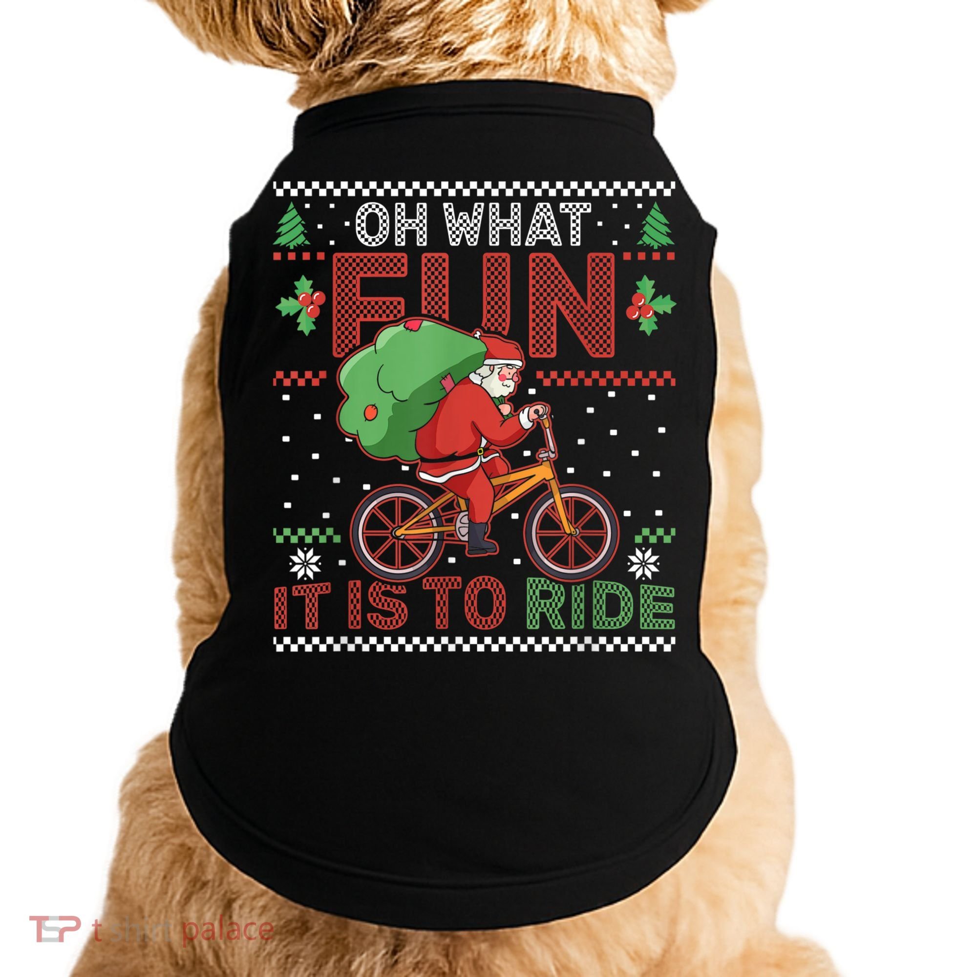 Oh What Fun It Is To Ride Bicycle Cyclist Christmas Doggie Tank
