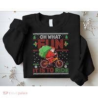 Oh What Fun It Is To Ride Bicycle Cyclist Christmas Sweatshirt thumb 2
