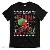 Oh What Fun It Is To Ride Bicycle Cyclist Christmas T-Shirt thumb 0