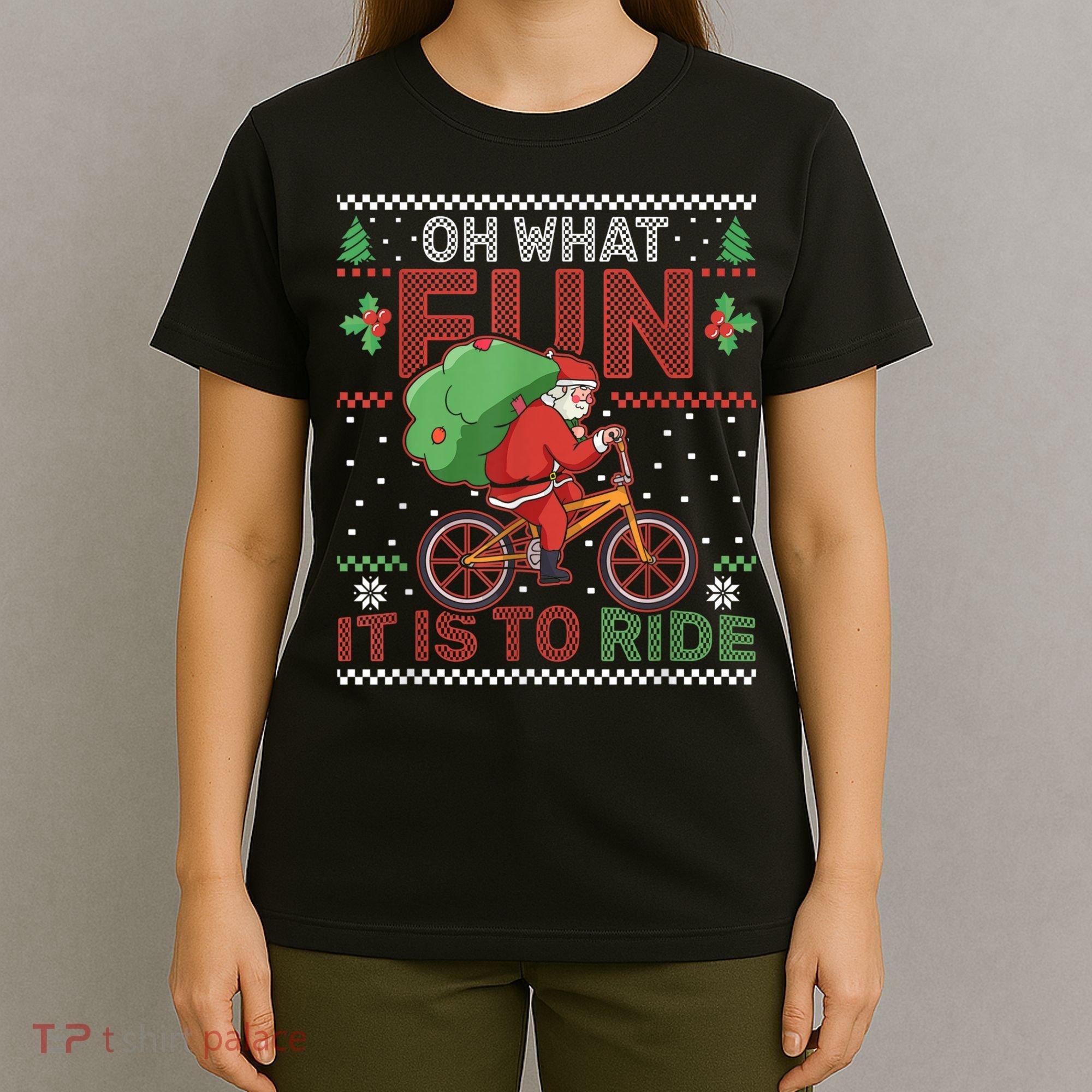 Oh What Fun It Is To Ride Bicycle Cyclist Christmas T-Shirt