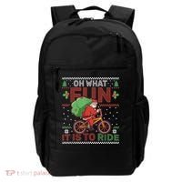 Oh What Fun It Is To Ride Bicycle Cyclist Christmas Backpack thumb 0
