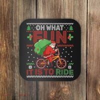 Oh What Fun It Is To Ride Bicycle Cyclist Christmas Coaster thumb 0