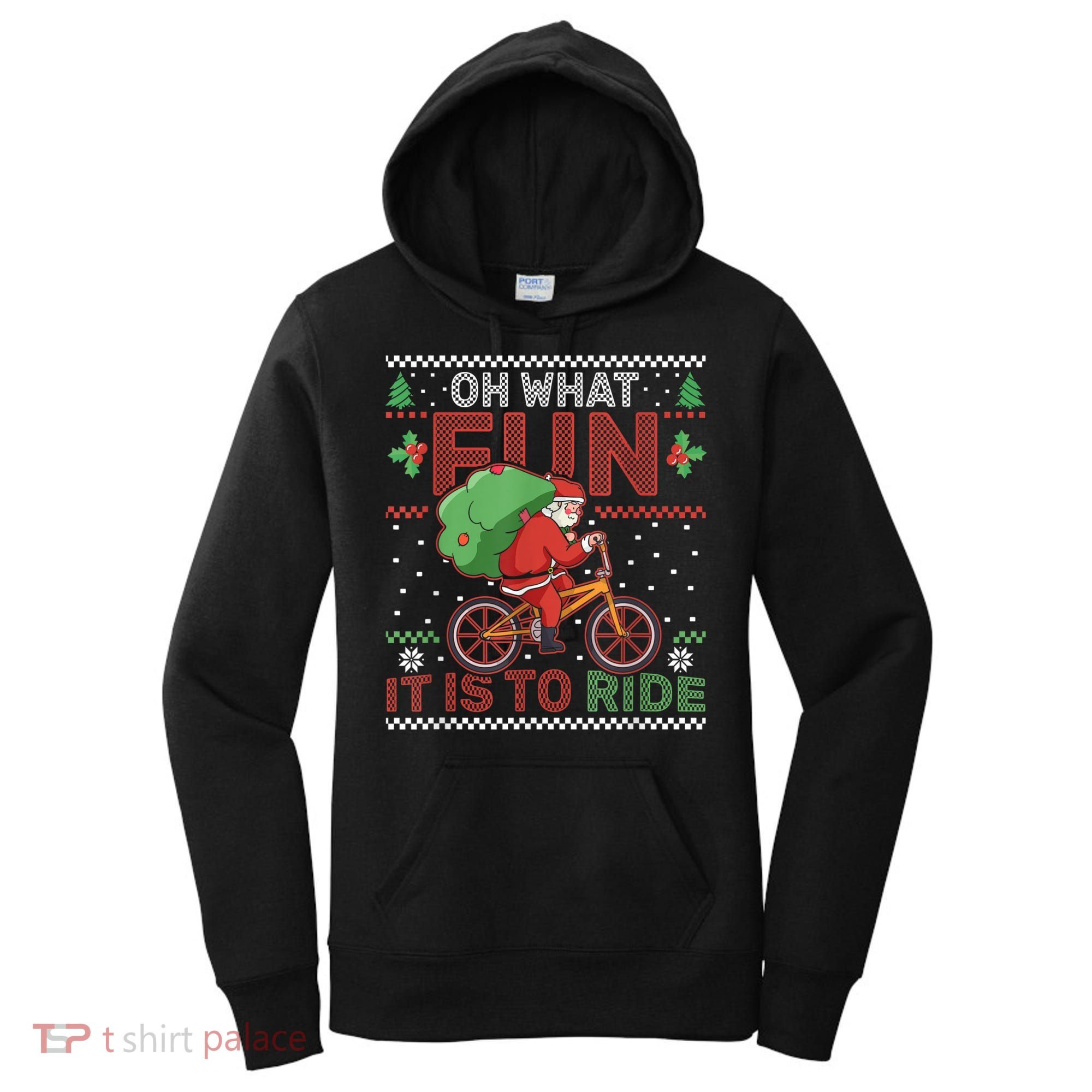 Oh What Fun It Is To Ride Bicycle Cyclist Christmas Women's Hoodie
