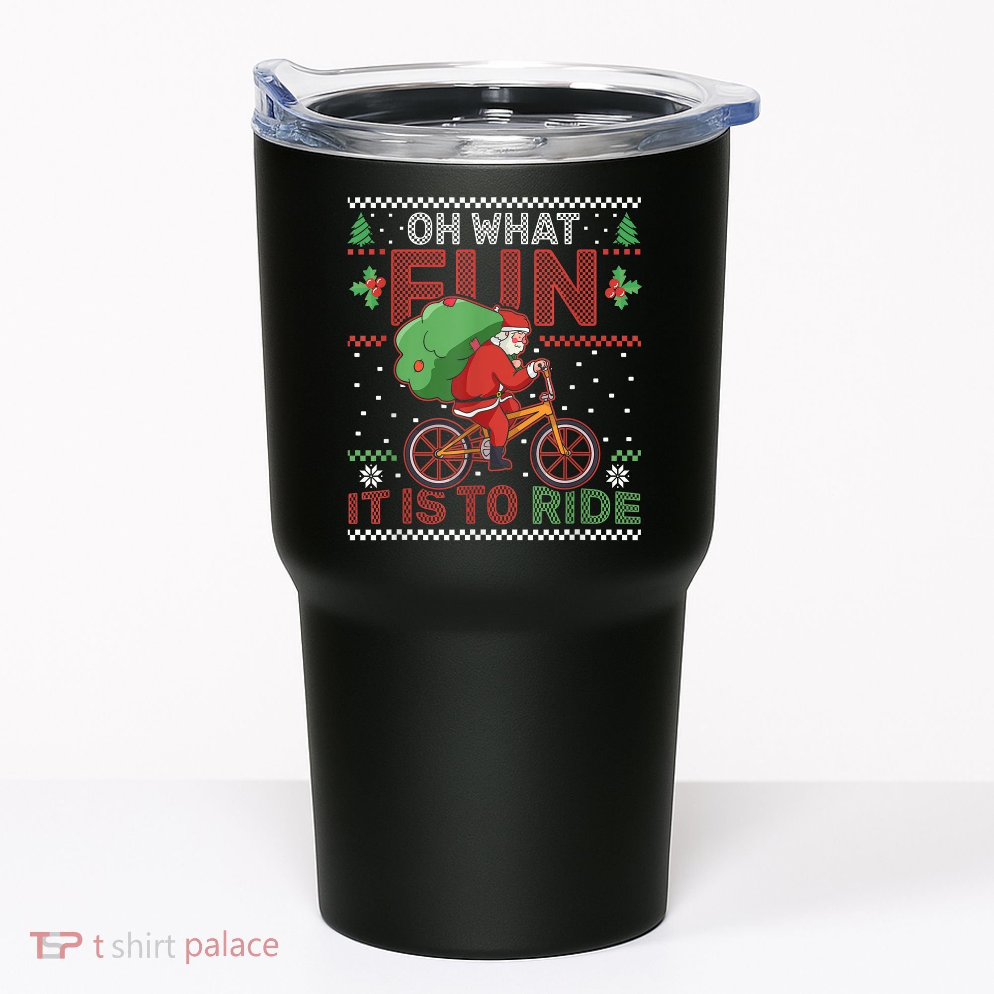 Oh What Fun It Is To Ride Bicycle Cyclist Christmas Tumbler