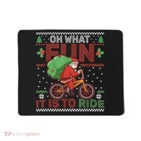 Oh What Fun It Is To Ride Bicycle Cyclist Christmas Mousepad thumb 0