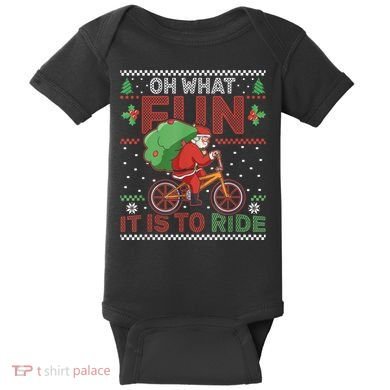 Oh What Fun It Is To Ride Bicycle Cyclist Christmas Baby Bodysuit