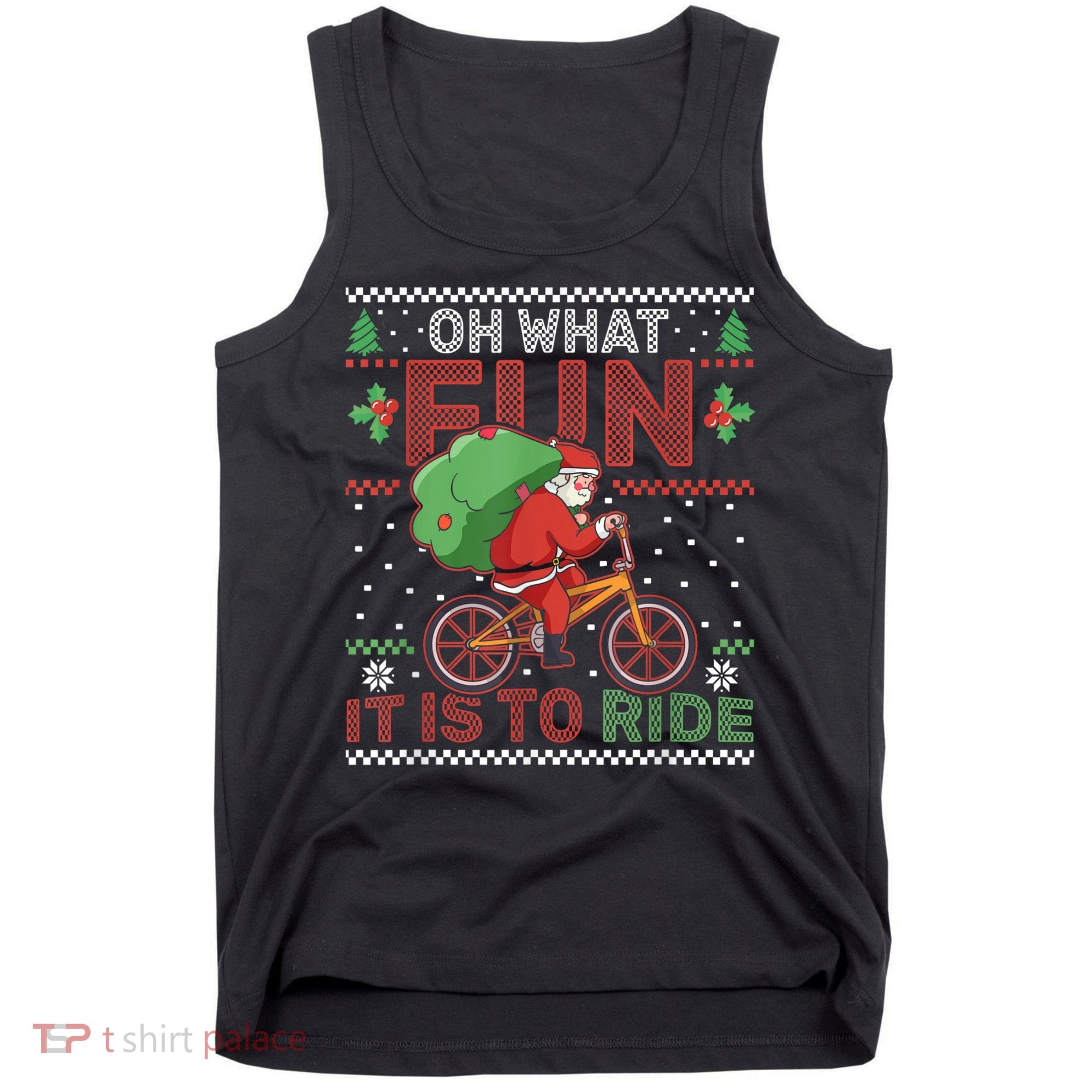 Oh What Fun It Is To Ride Bicycle Cyclist Christmas Tank Top