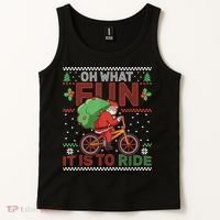 Oh What Fun It Is To Ride Bicycle Cyclist Christmas Tank Top thumb 2