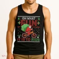 Oh What Fun It Is To Ride Bicycle Cyclist Christmas Tank Top thumb 3
