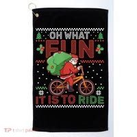 Oh What Fun It Is To Ride Bicycle Cyclist Christmas Golf Towel thumb 0