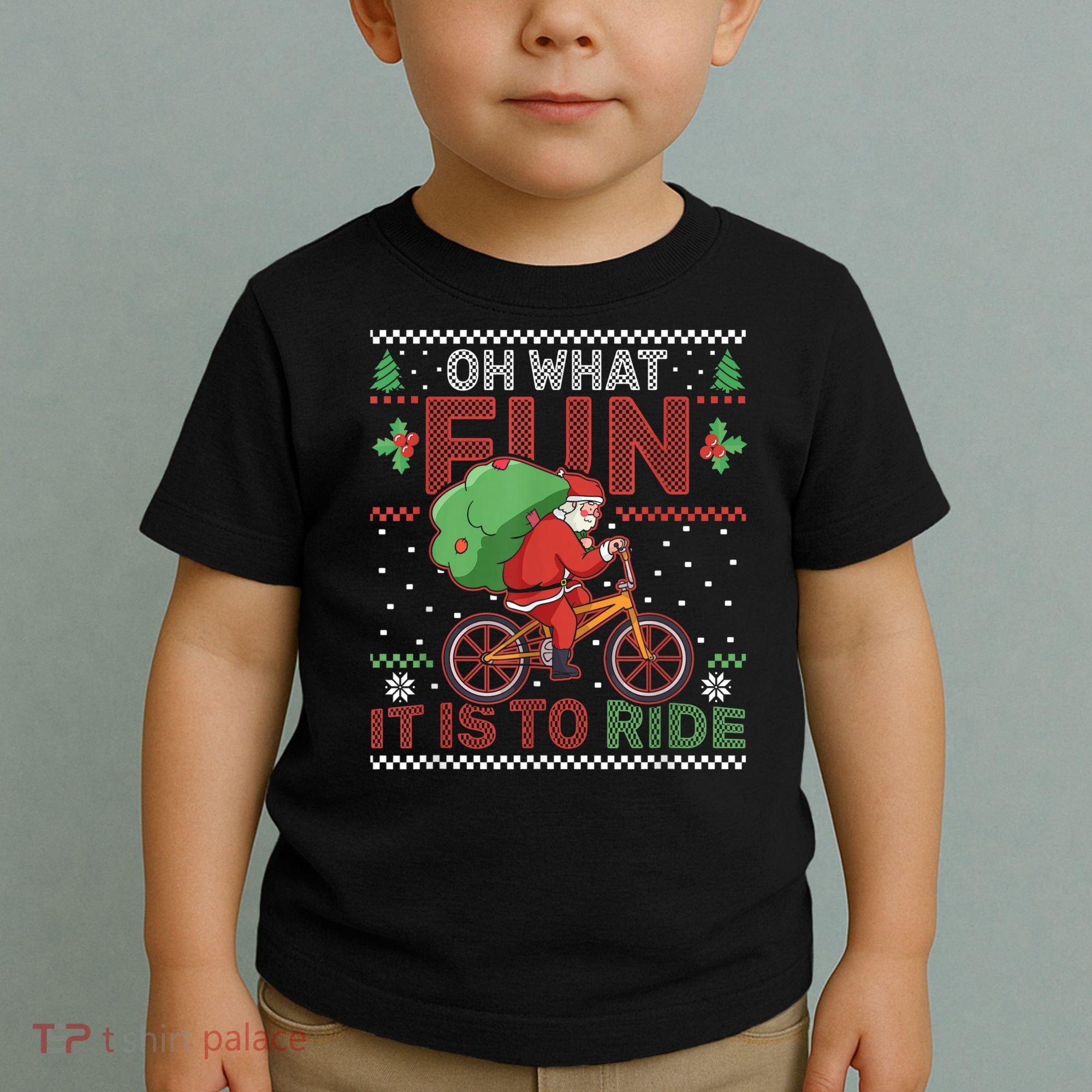 Oh What Fun It Is To Ride Bicycle Cyclist Christmas Toddler T-Shirt