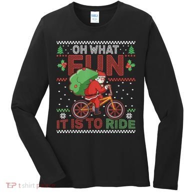 Oh What Fun It Is To Ride Bicycle Cyclist Christmas Women's Long Sleeve Shirt