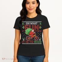 Oh What Fun It Is To Ride Bicycle Cyclist Christmas Women's T-Shirt thumb 4
