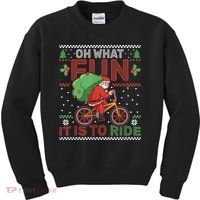 Oh What Fun It Is To Ride Bicycle Cyclist Christmas Kids Sweatshirt thumb 0
