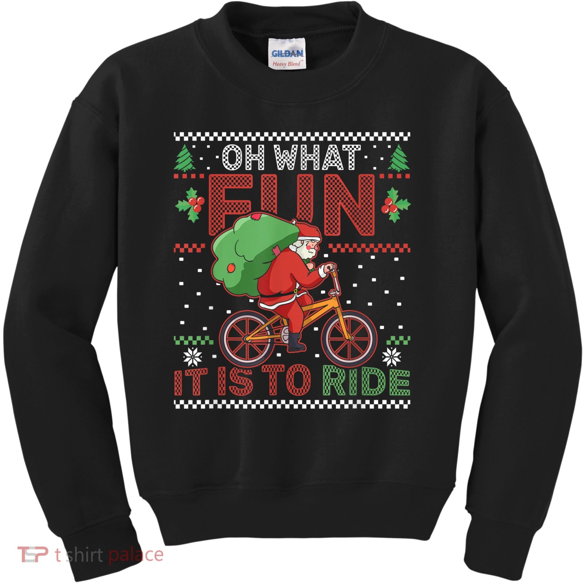 Oh What Fun It Is To Ride Bicycle Cyclist Christmas Kids Sweatshirt