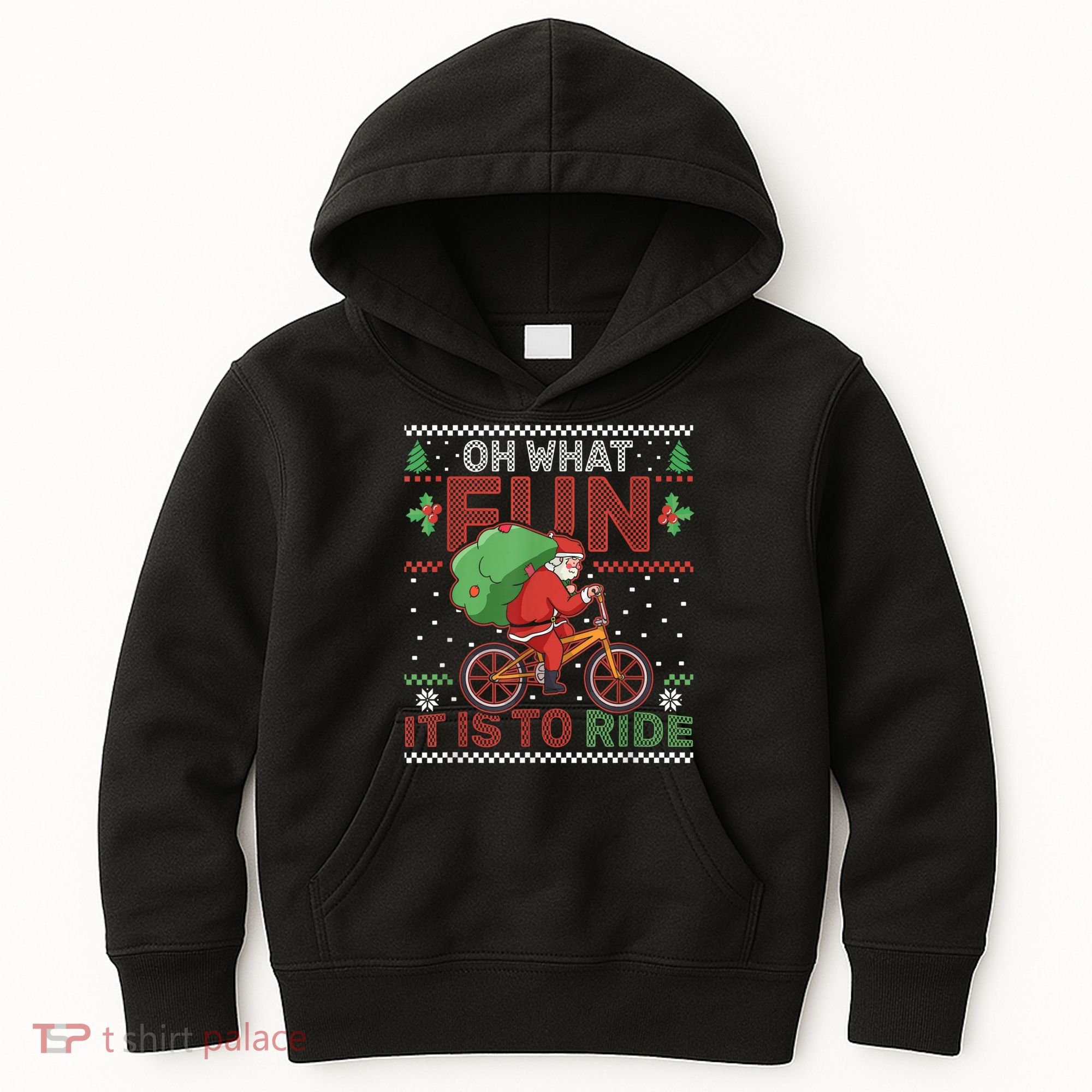 Oh What Fun It Is To Ride Bicycle Cyclist Christmas Kids Hoodie