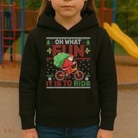 Oh What Fun It Is To Ride Bicycle Cyclist Christmas Kids Hoodie thumb 3