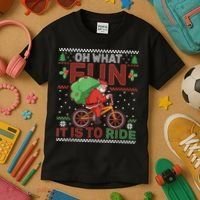 Oh What Fun It Is To Ride Bicycle Cyclist Christmas Kids T-Shirt thumb 3