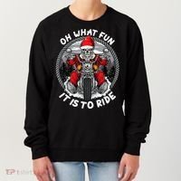 Oh What Fun It Is To Ride Christmas Santa Motorcycle Biker Women's Sweatshirt thumb 0