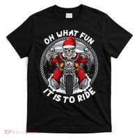 Oh What Fun It Is To Ride Christmas Santa Motorcycle Biker T-Shirt thumb 0
