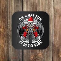 Oh What Fun It Is To Ride Christmas Santa Motorcycle Biker Coaster thumb 0