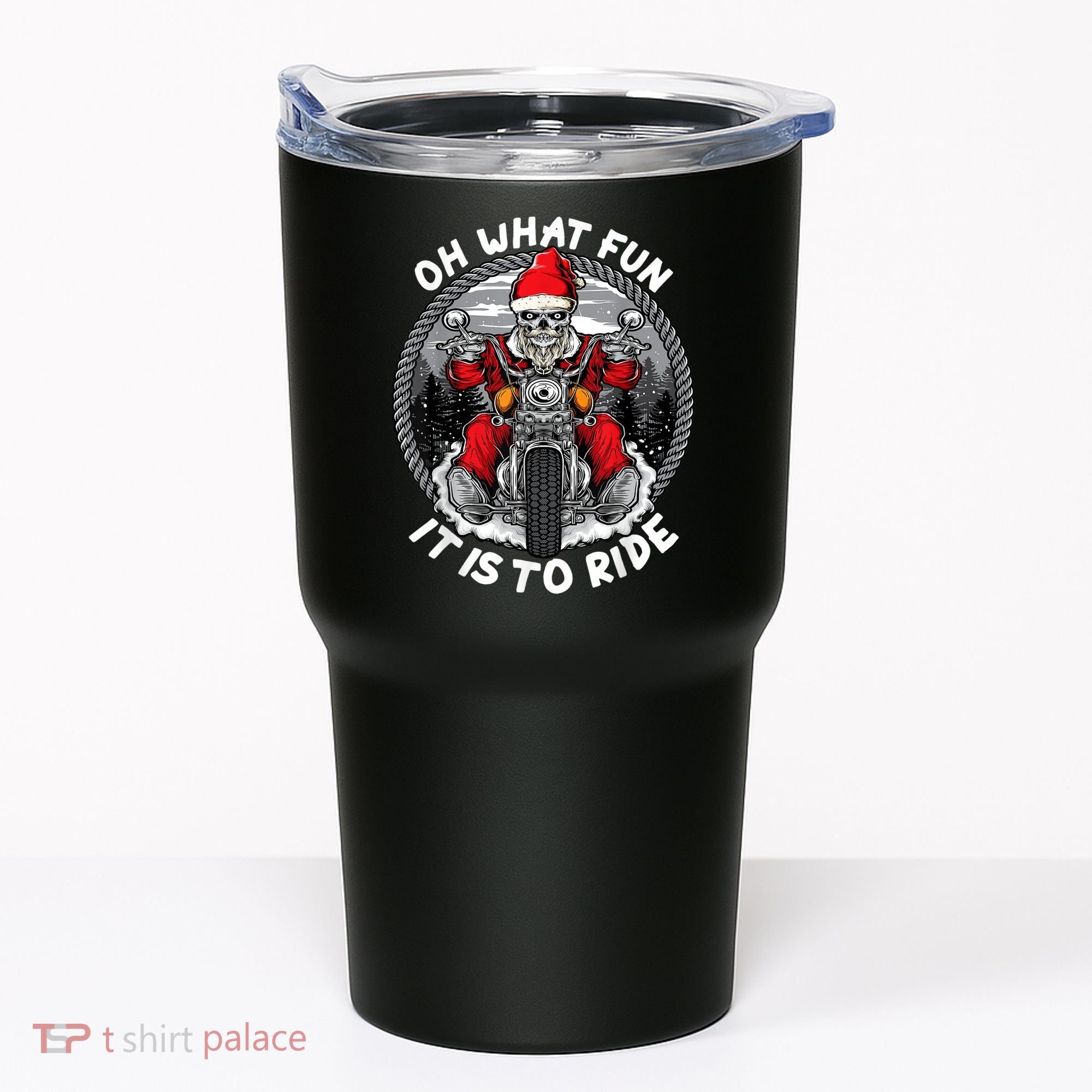 Oh What Fun It Is To Ride Christmas Santa Motorcycle Biker Tumbler