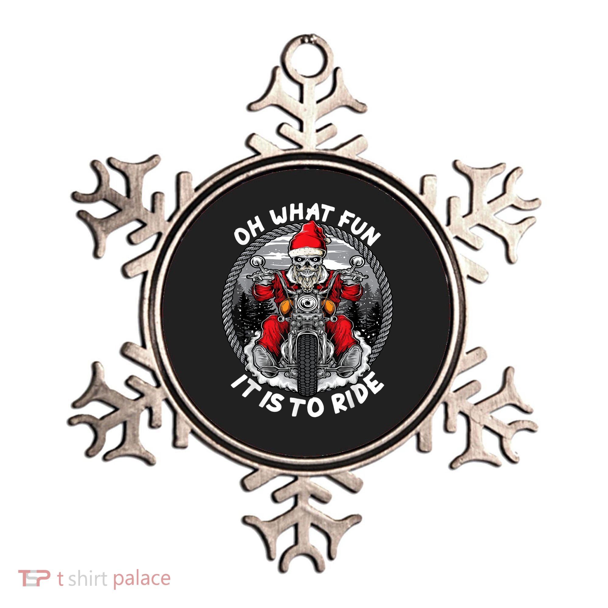 Oh What Fun It Is To Ride Christmas Santa Motorcycle Biker Ornament
