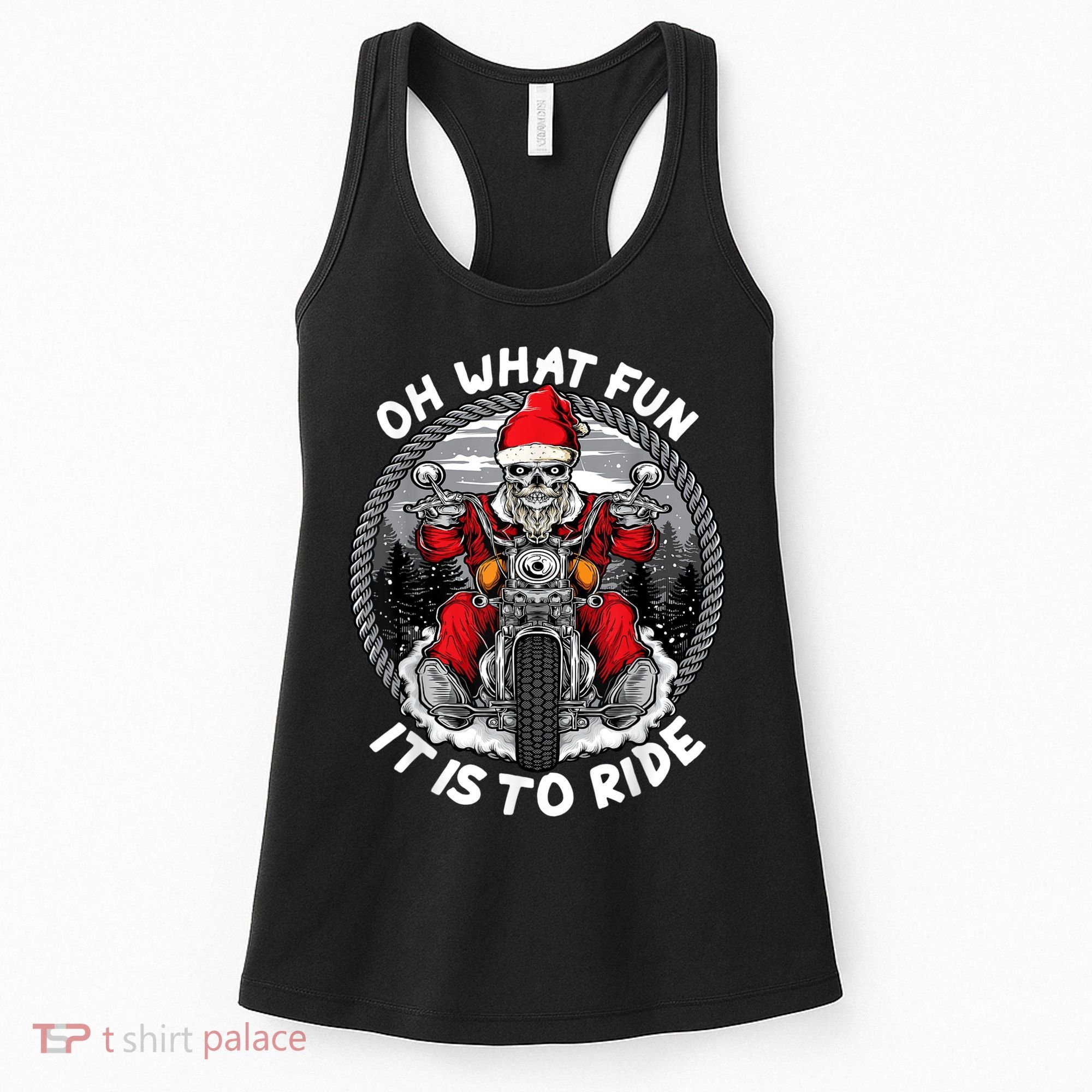 Oh What Fun It Is To Ride Christmas Santa Motorcycle Biker Women's Tank Top