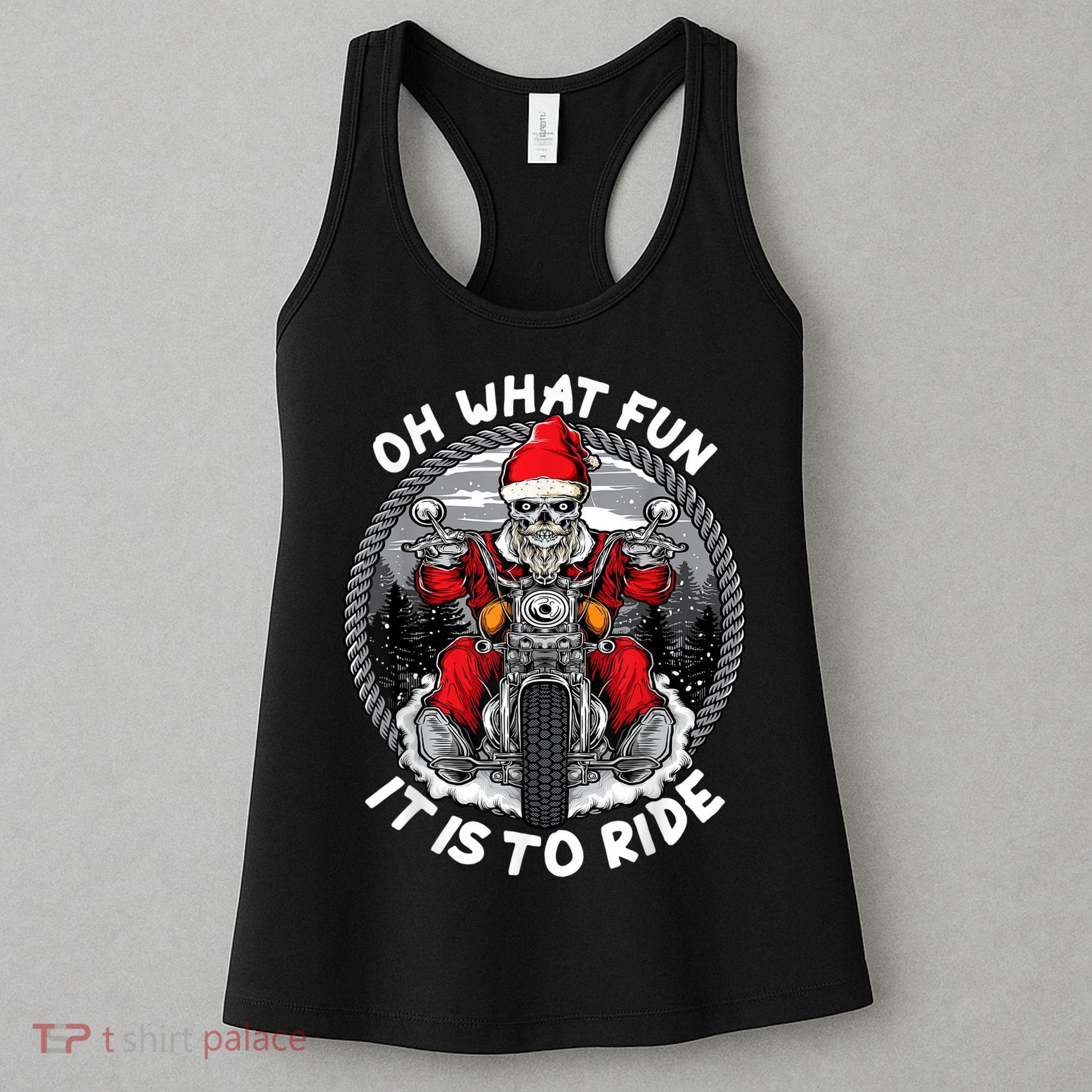 Oh What Fun It Is To Ride Christmas Santa Motorcycle Biker Women's Tank Top