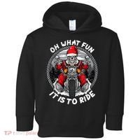 Oh What Fun It Is To Ride Christmas Santa Motorcycle Biker Toddler Hoodie thumb 0
