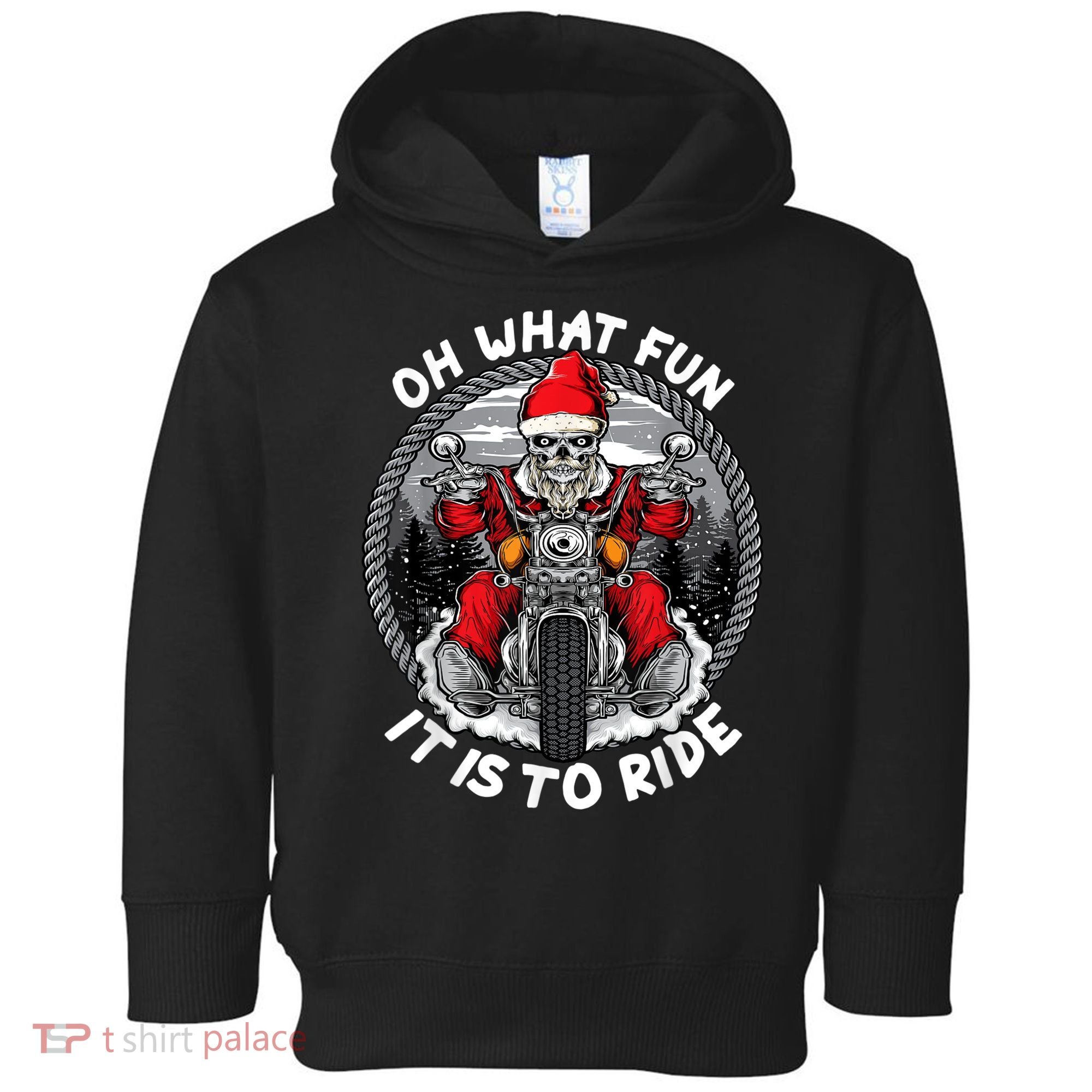 Oh What Fun It Is To Ride Christmas Santa Motorcycle Biker Toddler Hoodie