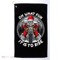 Oh What Fun It Is To Ride Christmas Santa Motorcycle Biker Golf Towel thumb 0