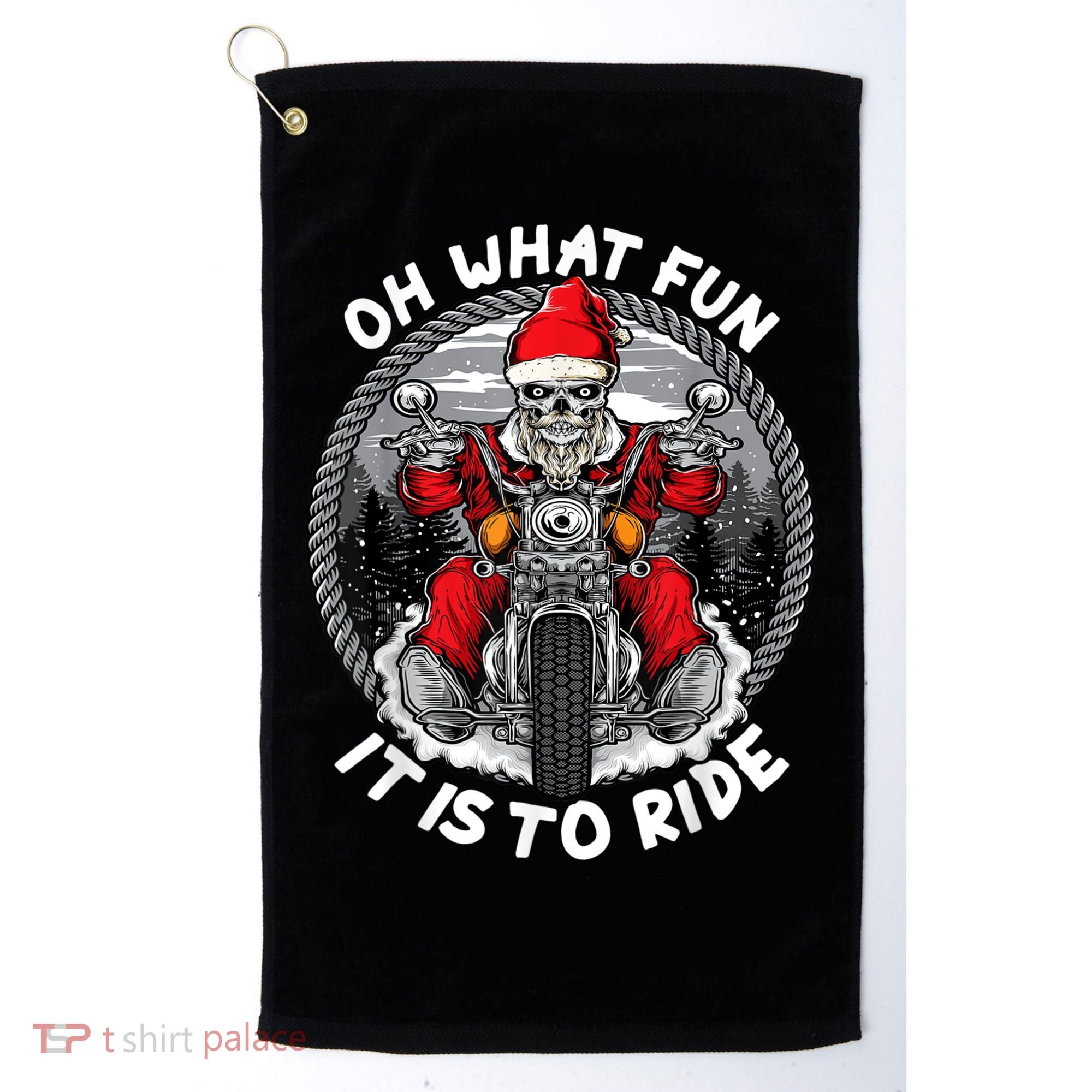 Oh What Fun It Is To Ride Christmas Santa Motorcycle Biker Golf Towel