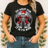 Oh What Fun It Is To Ride Christmas Santa Motorcycle Biker Women's T-Shirt thumb 2